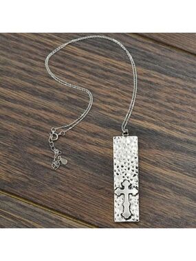 STERLING SILVER Chain Necklace & Hammered Cross Pendant NWT